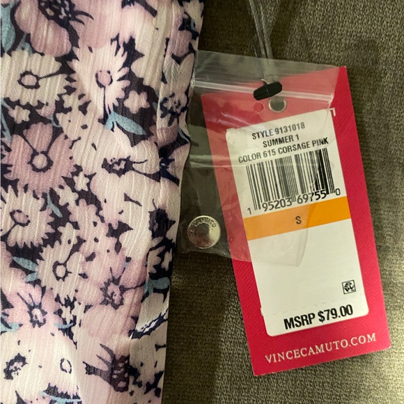 Vince Camuto Pink Floral Print Top - Picture 3 of 5